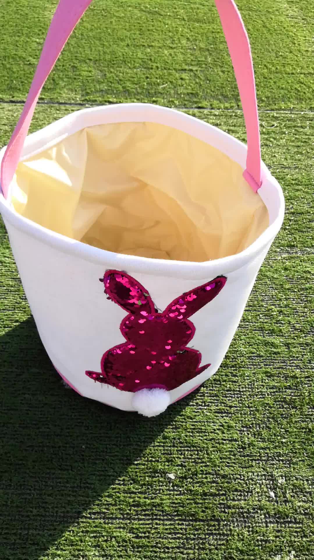 Wholesale Monogram Blank Sequin Bunny Easter Basket For Party Favor