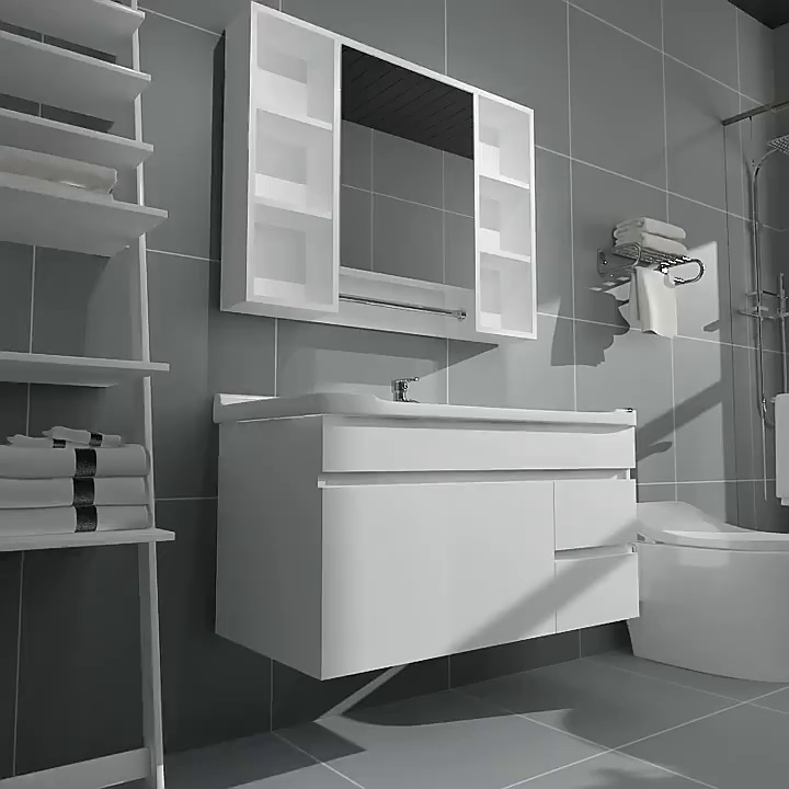 tủ kính nhà tắm Tủ phòng tắm gỗ chắc chắn tủ gương thông minh tích hợp chậu gốm phòng tắm nhà tủ treo chậu rửa mặt chậu rửa chậu rửa mặt tủ kính phòng tắm tủ gương nhà tắm 
