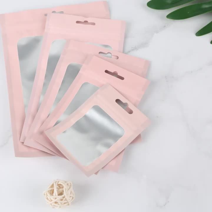 Pink Mylar Foil Ziplock Durable Smell Proof Food Bag Storage Pouches Eye Candy Eyelash Custom