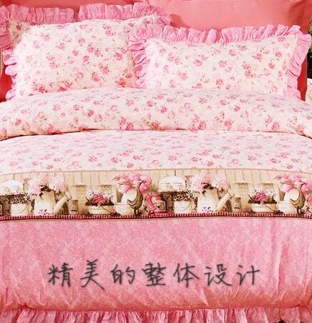 水星家纺全棉公主风四件套