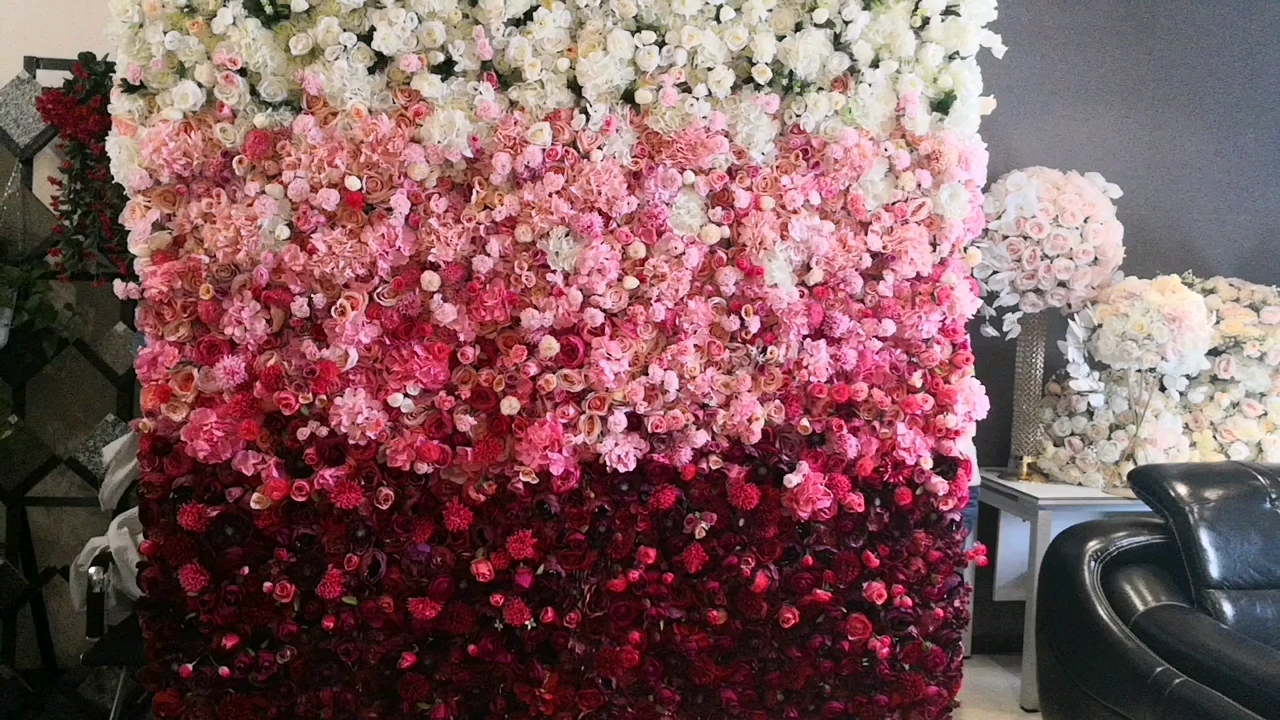 Ifg 3d Effect Wedding Flower Wall White&red Rose Ombre Flower Wall