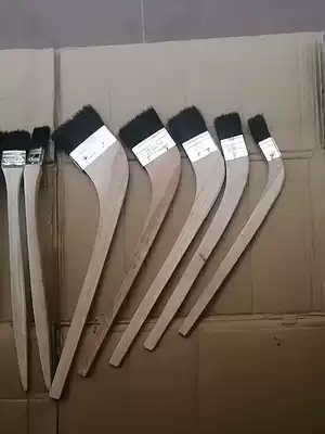 Tie Zhenghan plus long handle elbow brush wooden handle straight elbow pig hair brush side bend handle black hair mane brush paint paint brush