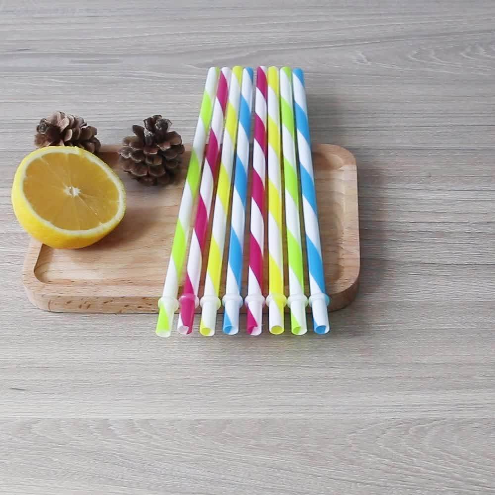 Bpafree Red And White Stripe Acrylic Straws,Reusable Plastic Thick