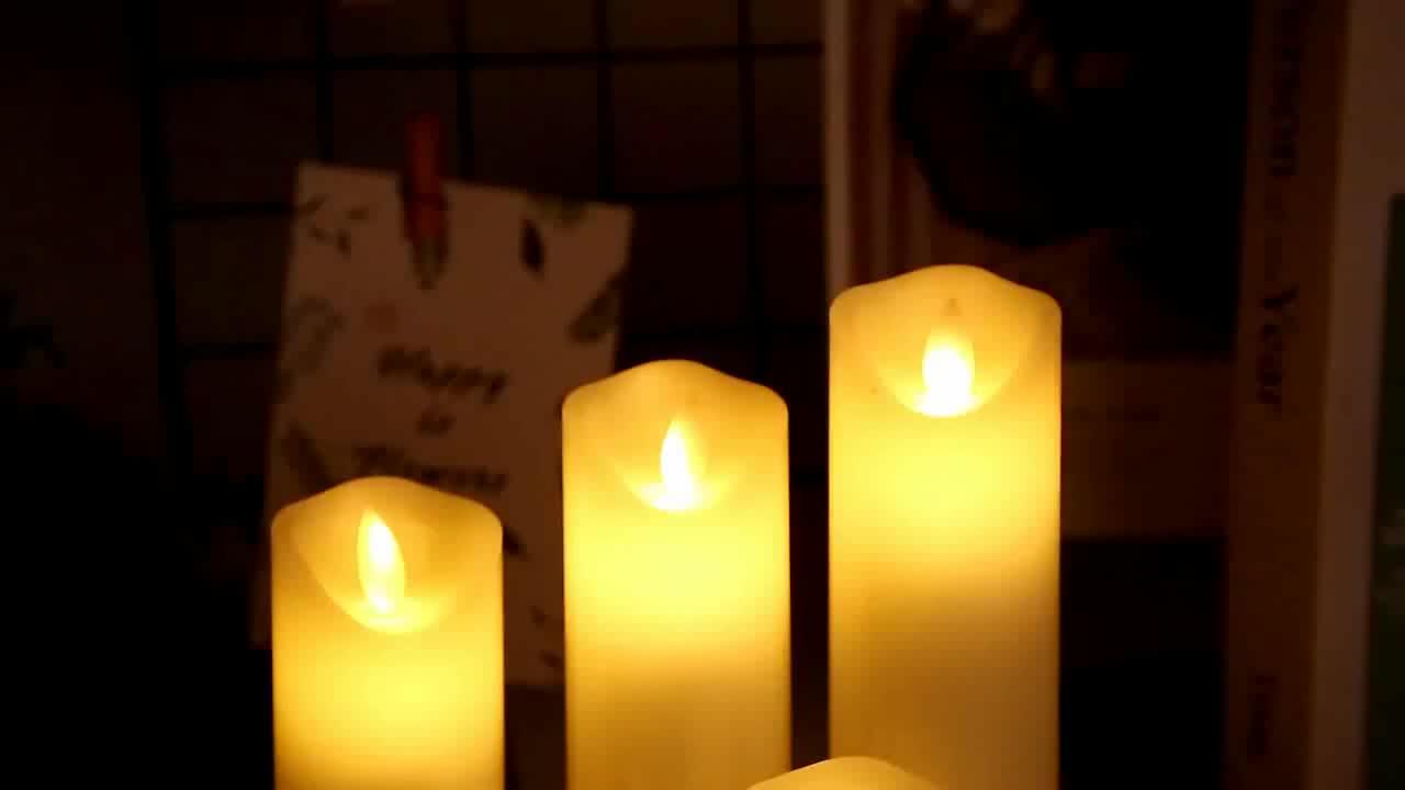 Moving Flame Wick Candle Led Wax Pillar Candle Patented 3x4" 3x5" 3x6