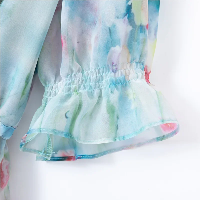 Women's Plus Size French Elegant Printed Dress 2023 Summer New Chubby Chiffon Midi Dress