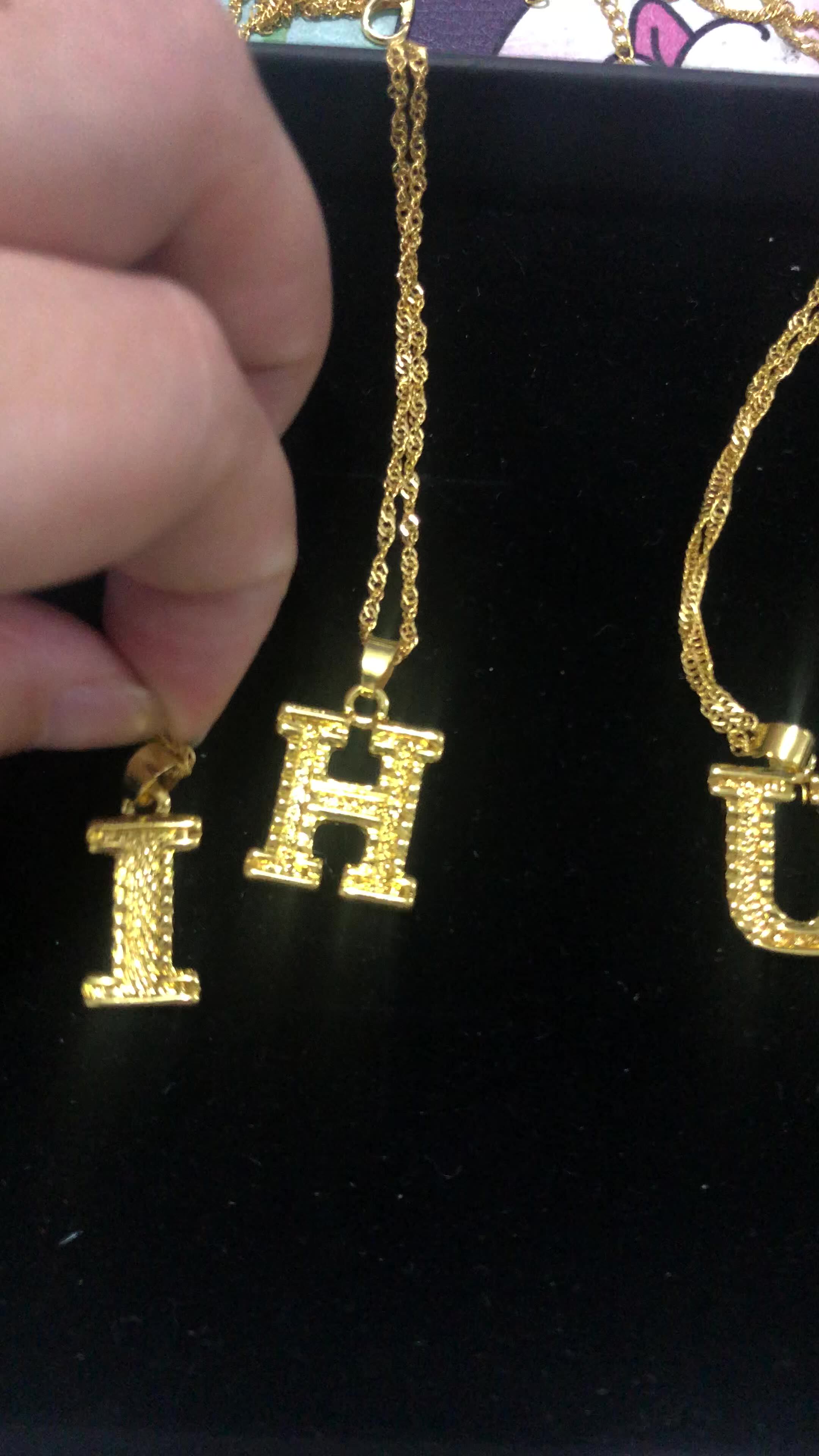 Fashion Gold Plated Women A_z Initial Letter Alphabet Necklace Pendent