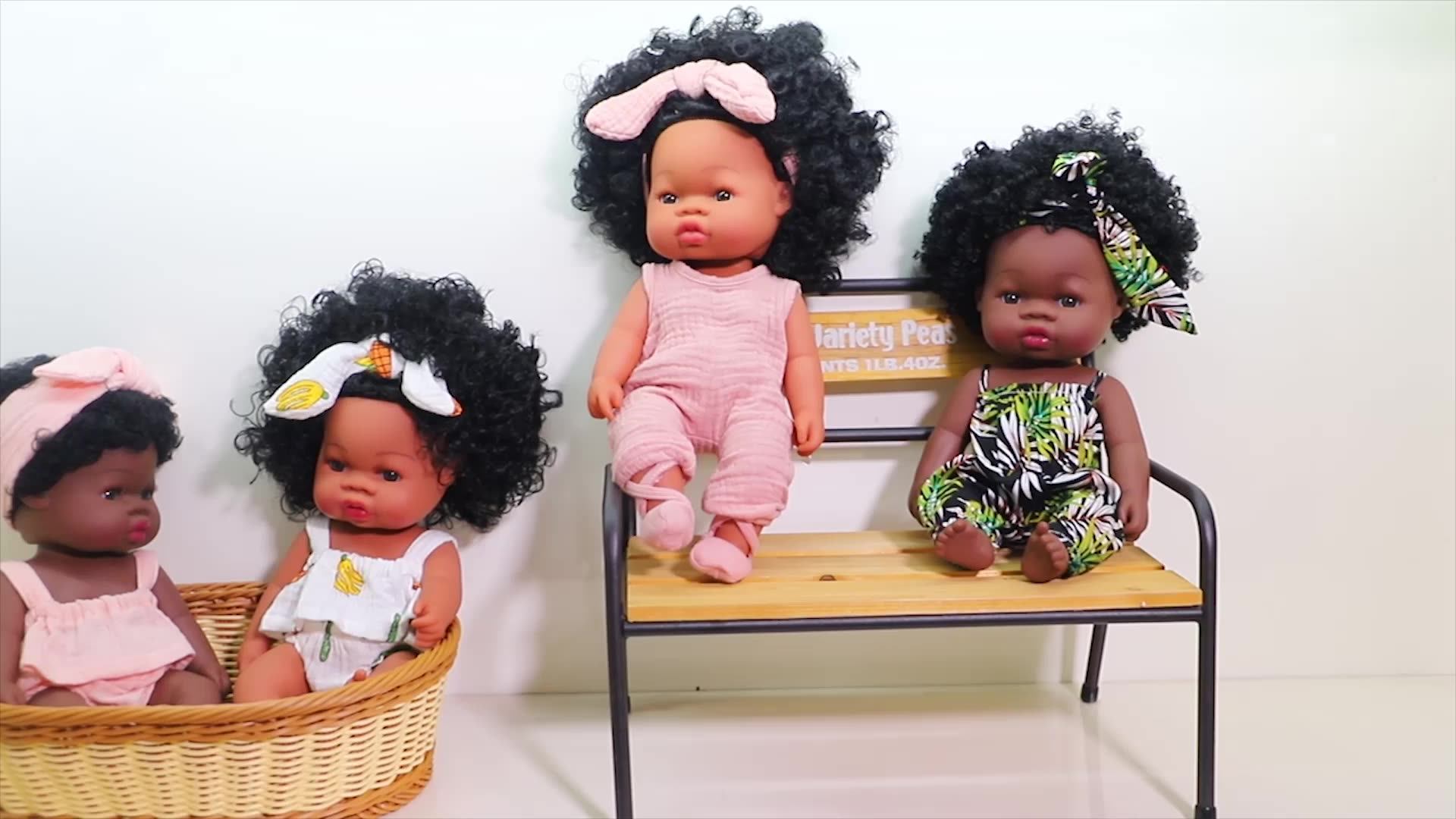 35CM Long Hair Cheap Black Reborn Dolls Lifelike Toys