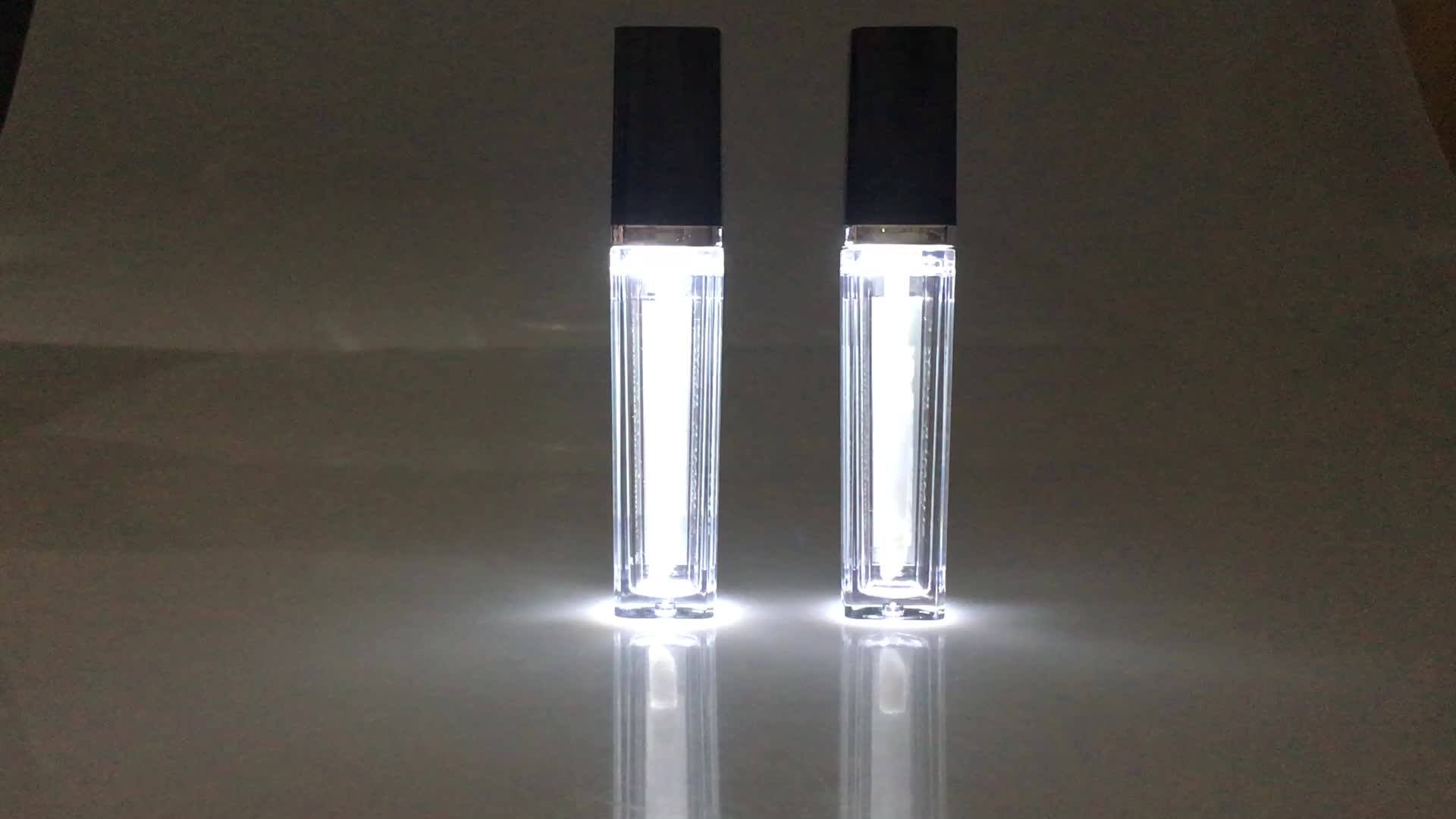 9ml 0.3oz Led Light Lip Gloss Container Led Lip Gloss Tube With Mirror