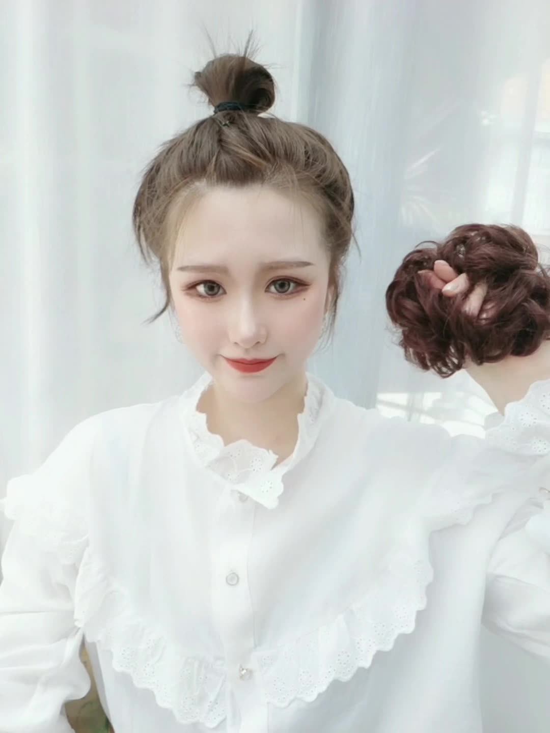 懒人拯救发际线🔥2024爆火真发假发圈实测｜丸子头/花苞头神器一物N用也太香了！_发包_淘宝美妆网, image size:1080x1440