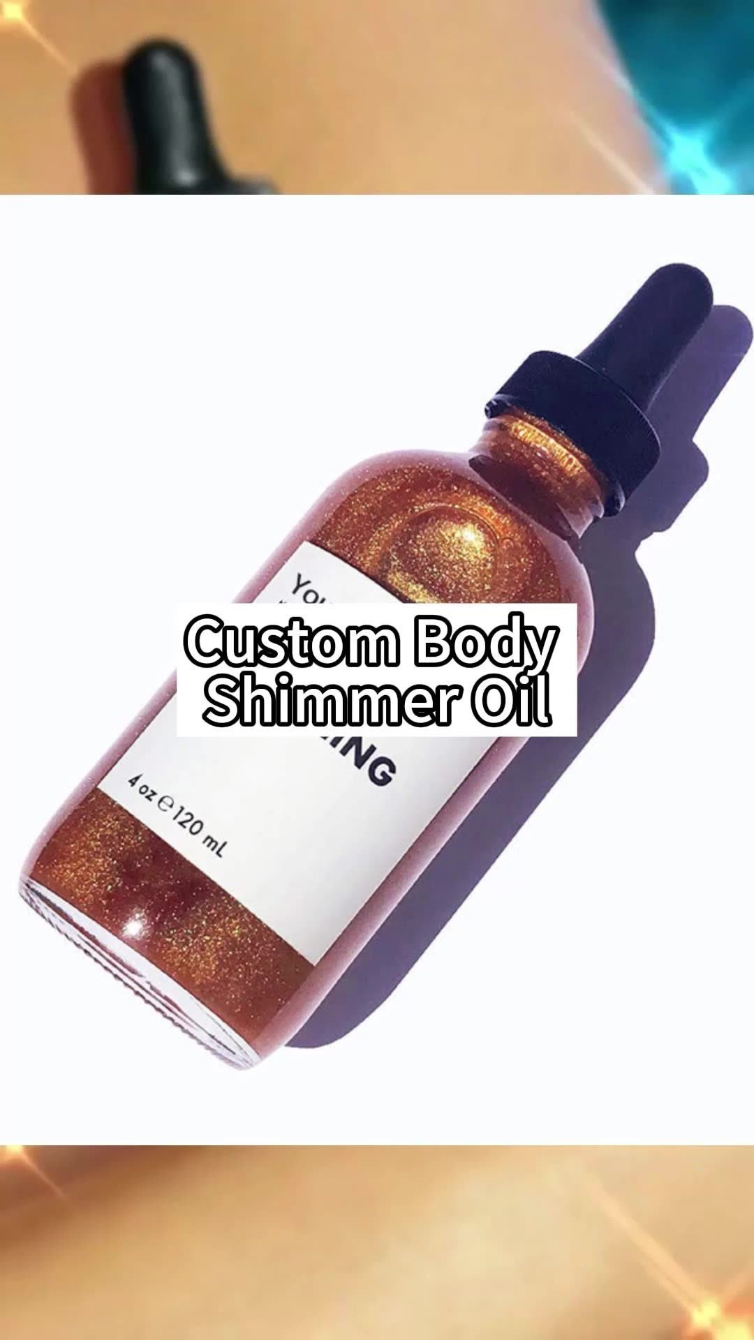 Custom Logo Tanning Body Shimmer Dry Oils Liquid Highlighter Bronzer Body Makeup Glitter Vegan