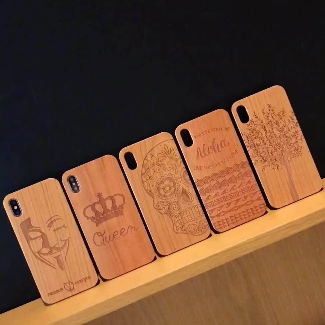 Customized Laser Engraving Real Wood Cell Phone Case For Iphone Xs Max