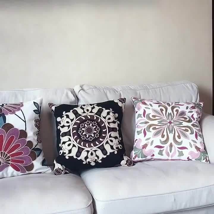 100 Cotton Custom Embroidery Cushion Cover Grey Dropshipping Buy