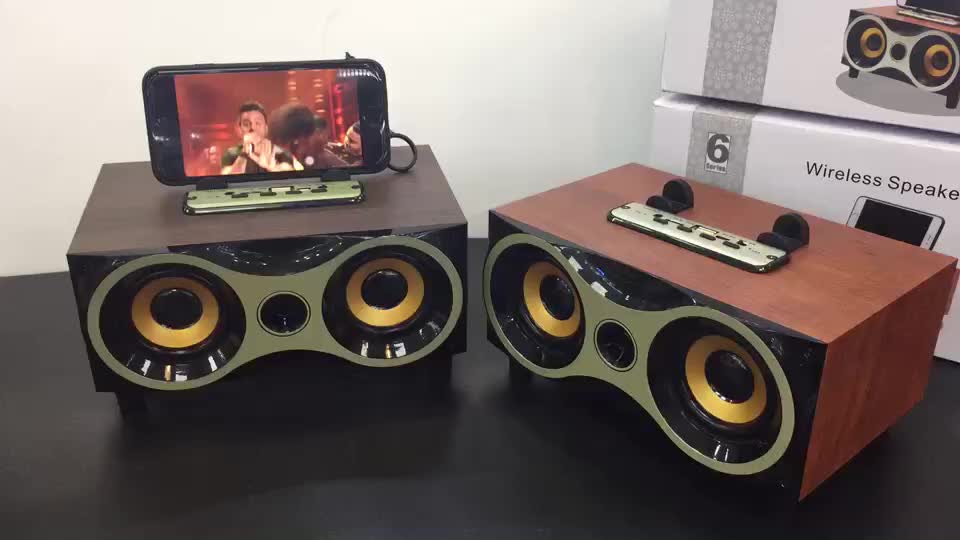 Original Outdoor Xm6 Wood Bluetooth Phone Holder Ubon Speaker Box Good Sound With Usb Tf Card
