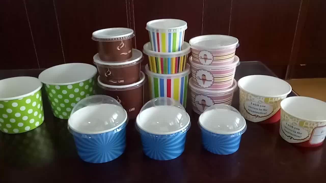 Custom Printed Paper Dessert Cups Bowl 12oz Ice Cream Paper Cup With ...