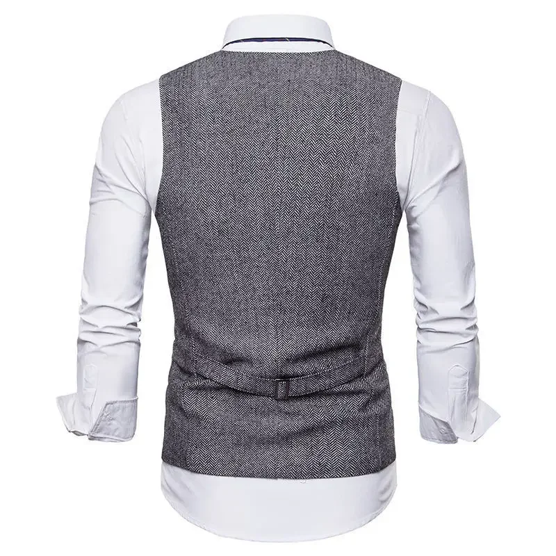 2024 Cross-border Spring and Summer New Men's Leisure Wool Material Single Button Vest Men's Business Leisure Suit Vest