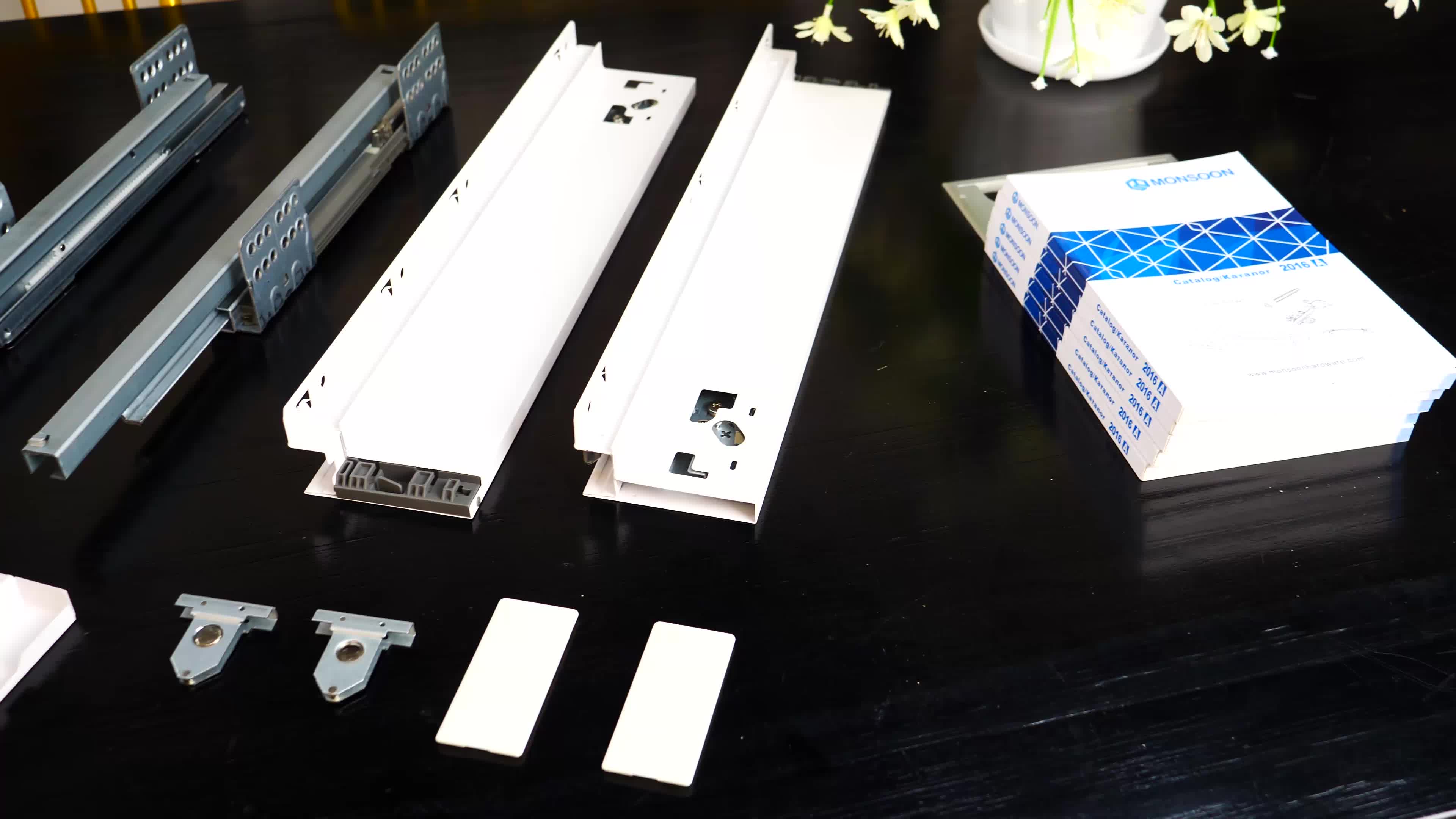 Manufacture Adjustable Soft Close Slim Metal Double Wall Drawer Guide