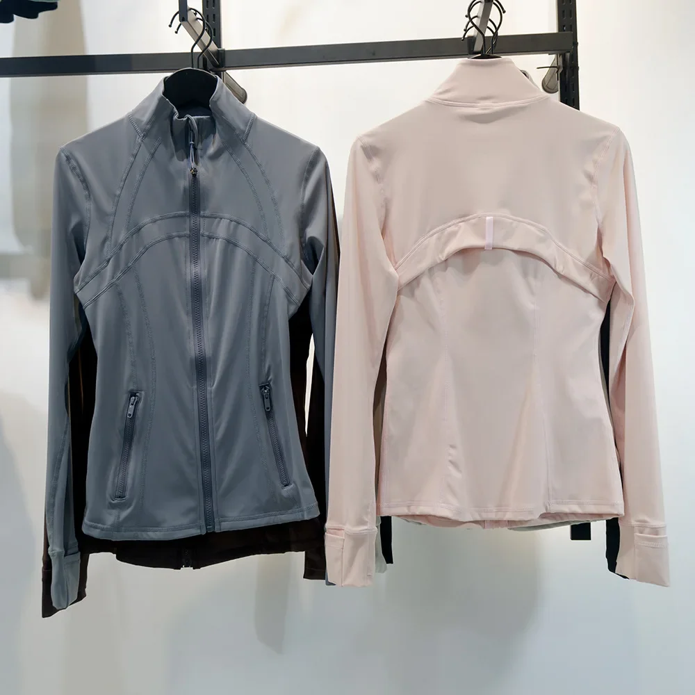 New Gauze-free Jacket Jacket Women's Vertical Collar Zipper Naked High-elastic Moisture-wicking Slim-fit Slim-fit Top