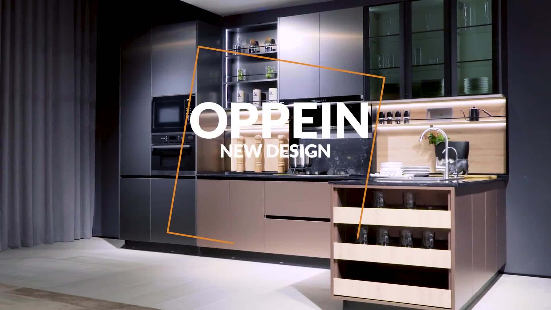 Oppein Kitchen And Bath Modern Design Metal Laminate Glossy Kitchen