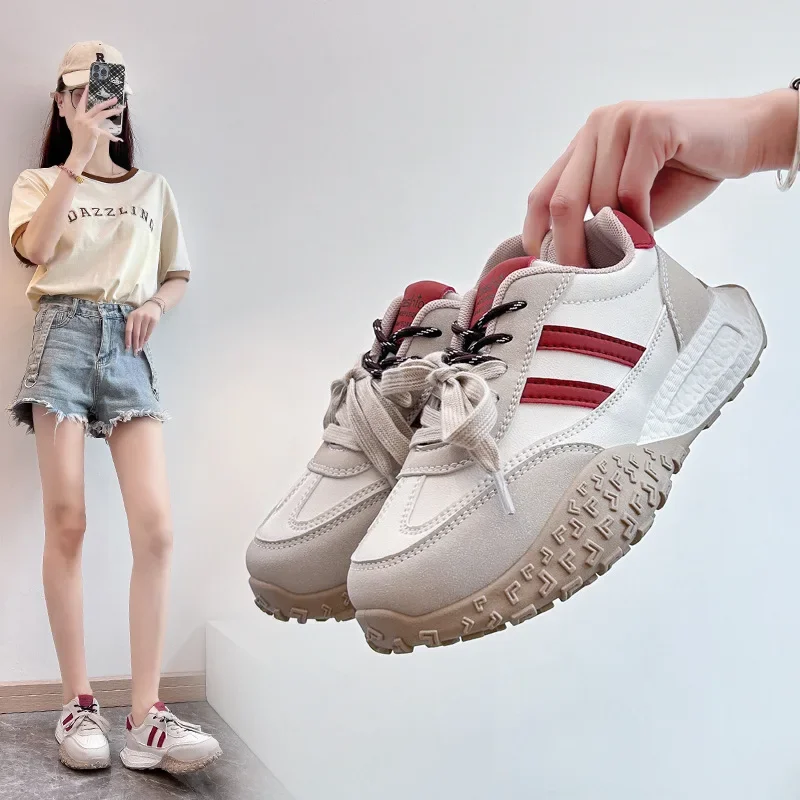 Обувь в стиле dad shoes в корейском стиле для женщин 2025 весна студенческие спортивные кроссовки с толстой подошвой для повышения роста женские WS905