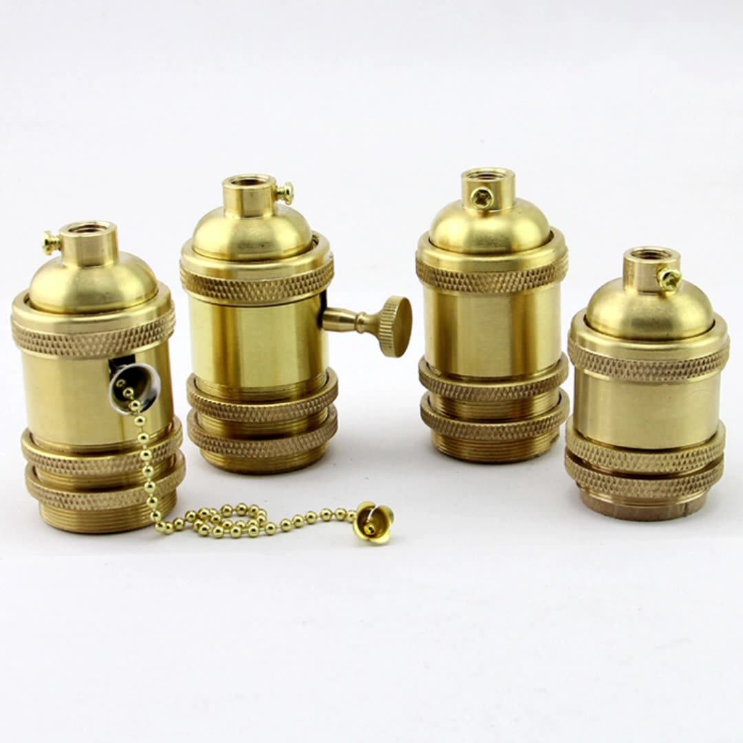 Edison Brass Pull Chain Lamp Socket Threaded Shell 2 3 Way Vintage