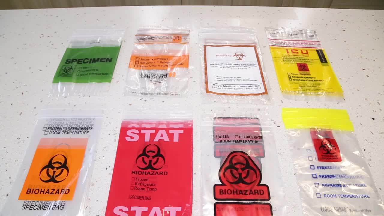 Sterile Sample Medical Biohazard Bags Lab 95kpa Specimen Transport Bag