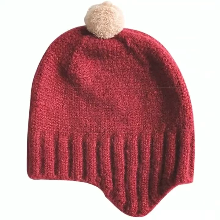 Children’S Hats Wool Cap Autumn And Winter 2021 New Men’S And Women’S Baby Ear Protection Ball Cap Warm Knit Cap men's bomber hat rabbit fur