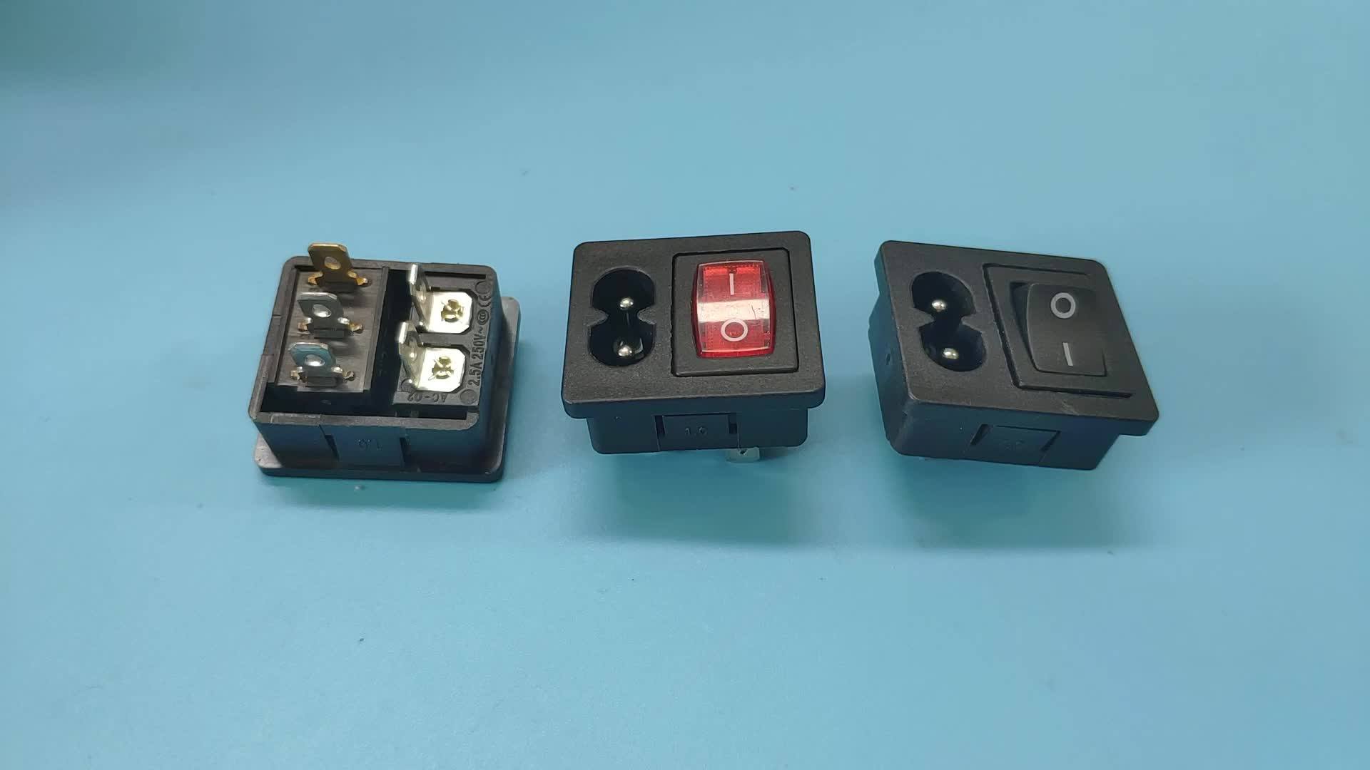 Iec320 C8 Power Inlet Socket With Rocker Switch - Extension Socket