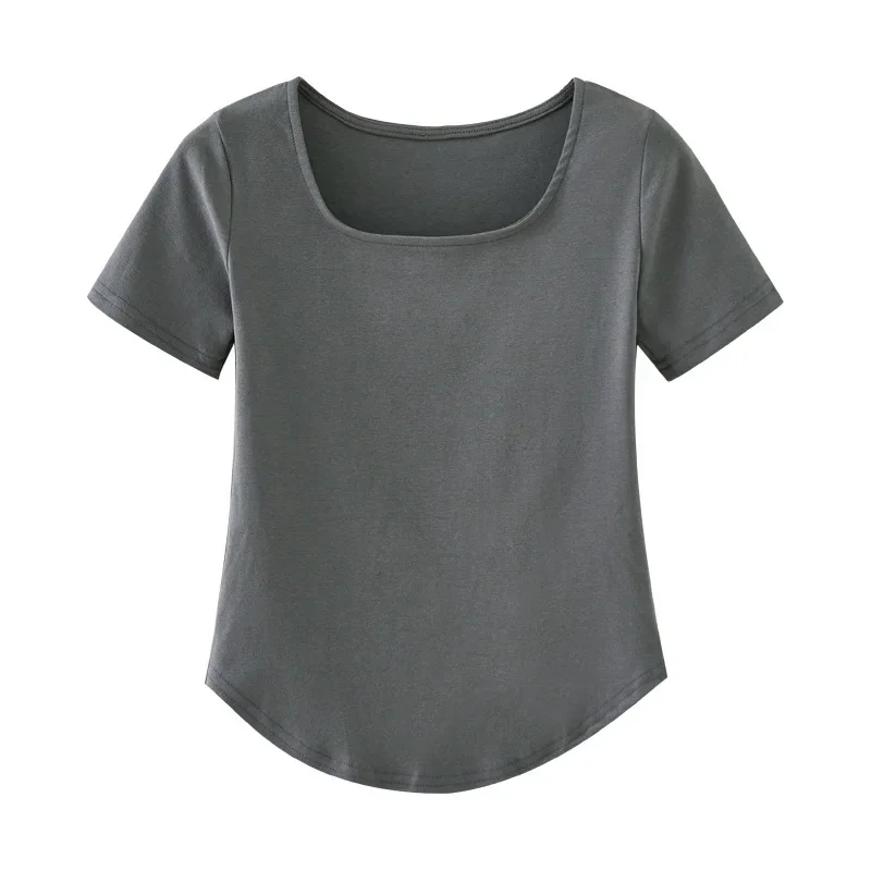 2025 Summer New Korean Style Short Sleeve T-Shirt for Women, Ins Inspired Unique Design Slimming Fit U-Neck Top, Direct Manufacturer Sale