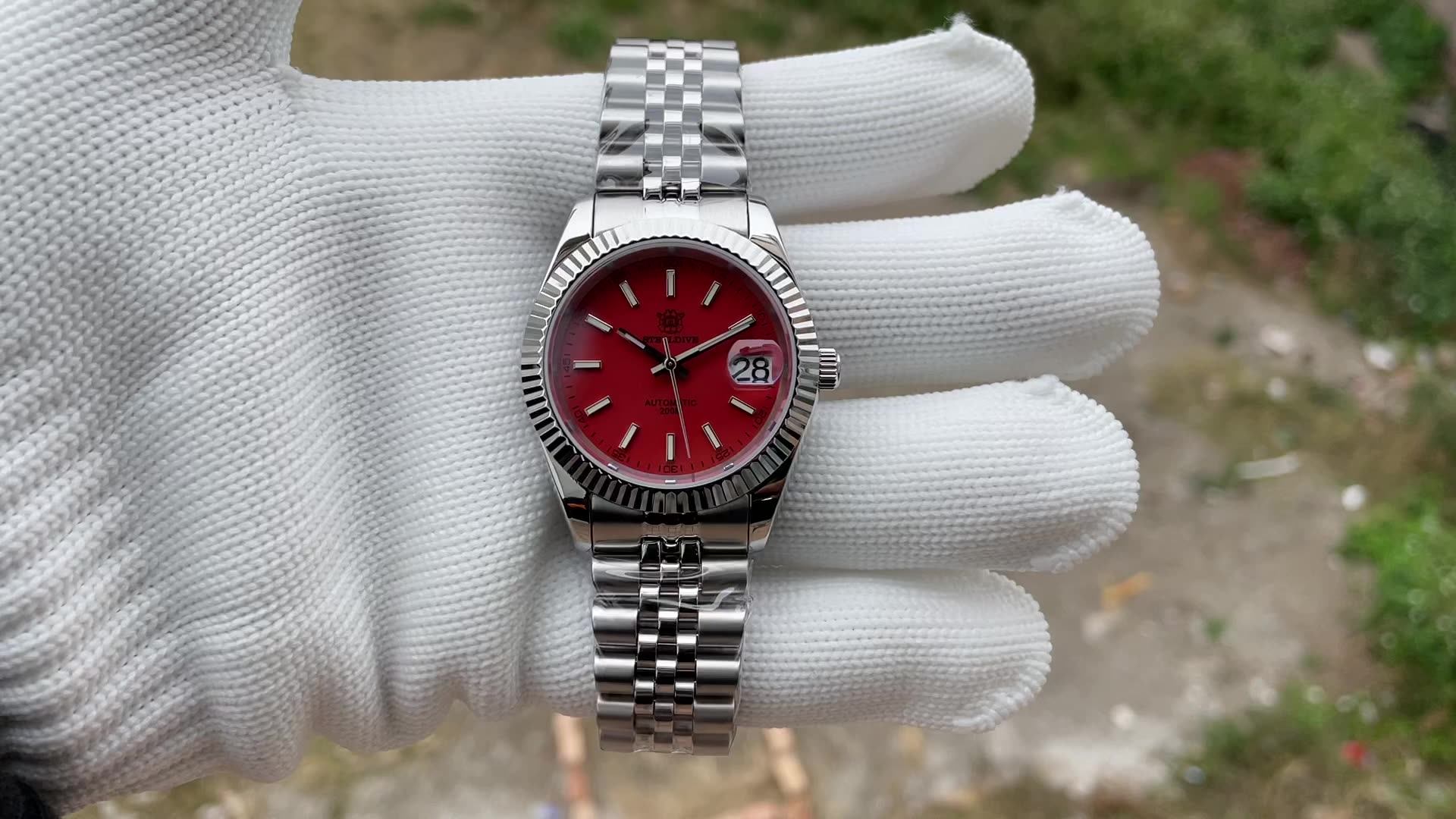 STEELDIVE SD1933 Red Dial Dive Watch with 20ATM Waterproof