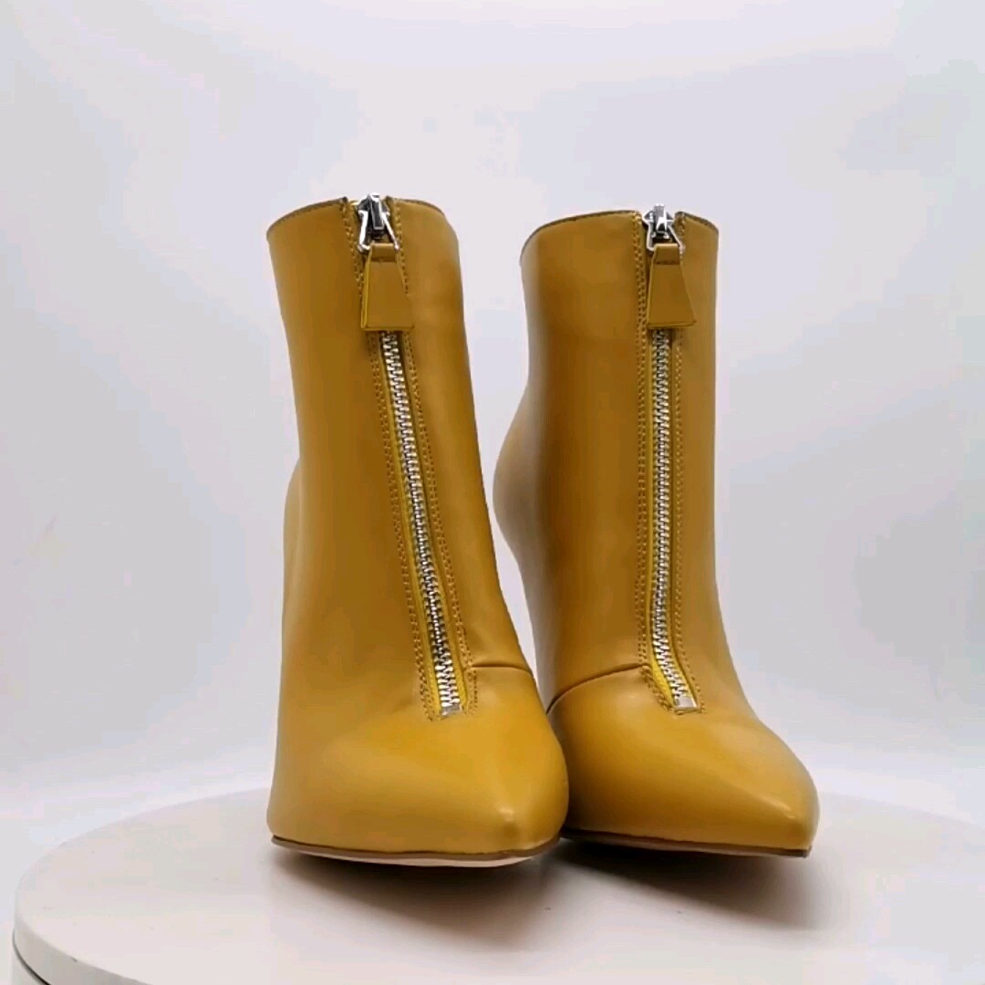 yellow wedge boots