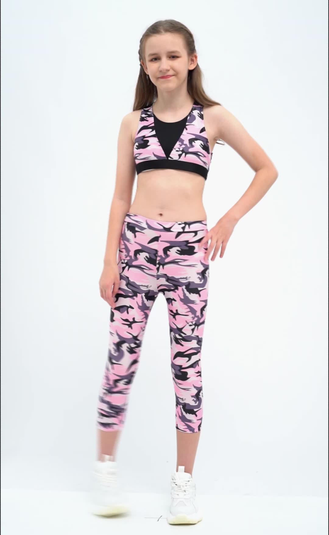 Kid Girls Tracksuit Letter Print Zipper Crop Top Pants Set Activewear Sport Suit 