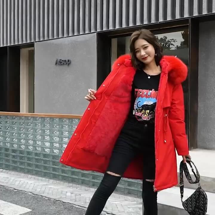 Pregnancy Fur Lining Thick Winter Coat 
