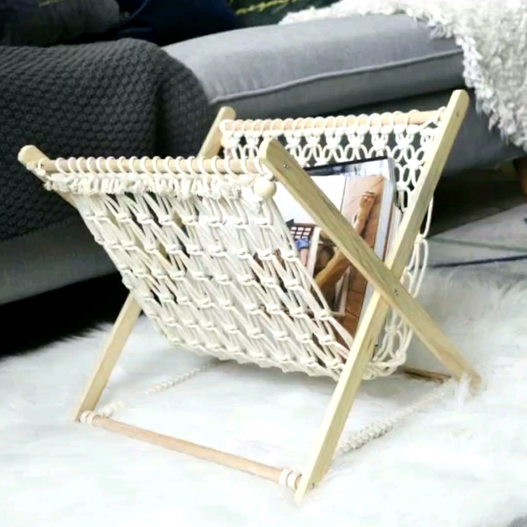 Wholesale Handwoven Bohemian Macrame Magazine Rack Holder Foldable Storage Rack Buy Macrame