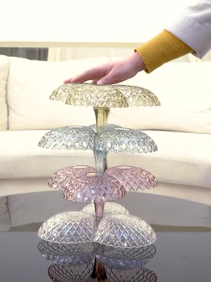 Creative net red can be superimposed multi-layer fruit plate Living room household coffee table Dried fruit snack candy box snack rack rotation