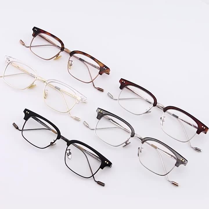 Fashion Square Half Frame Plastic Titanium Glasses Frames Ultralight
