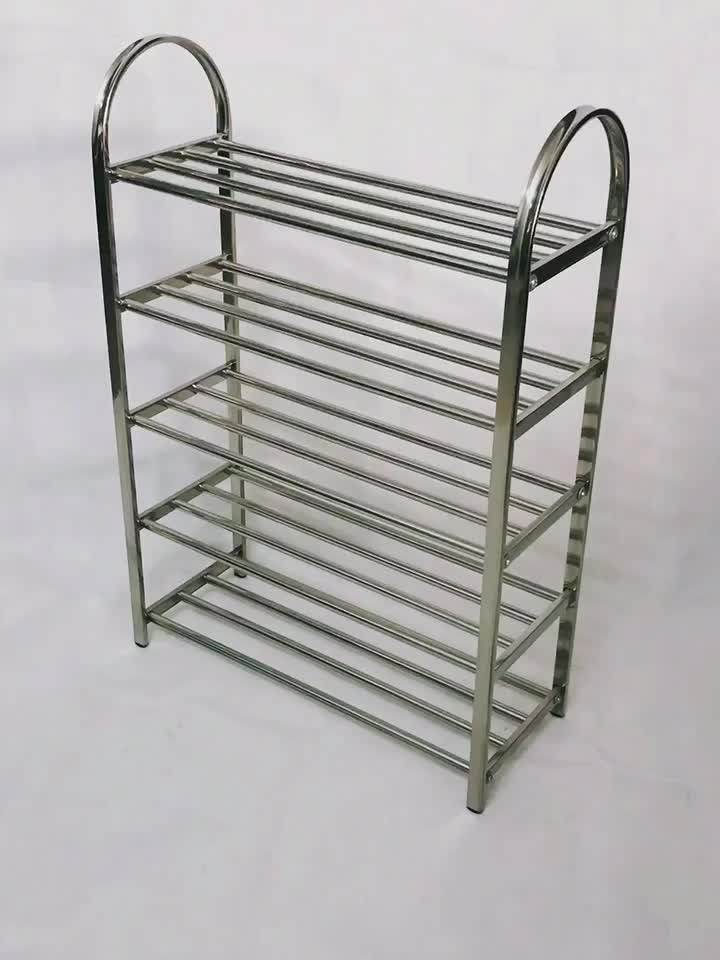 Durable 5 Layers 100stainless Steel Floor Standing Shoe Rack Metal