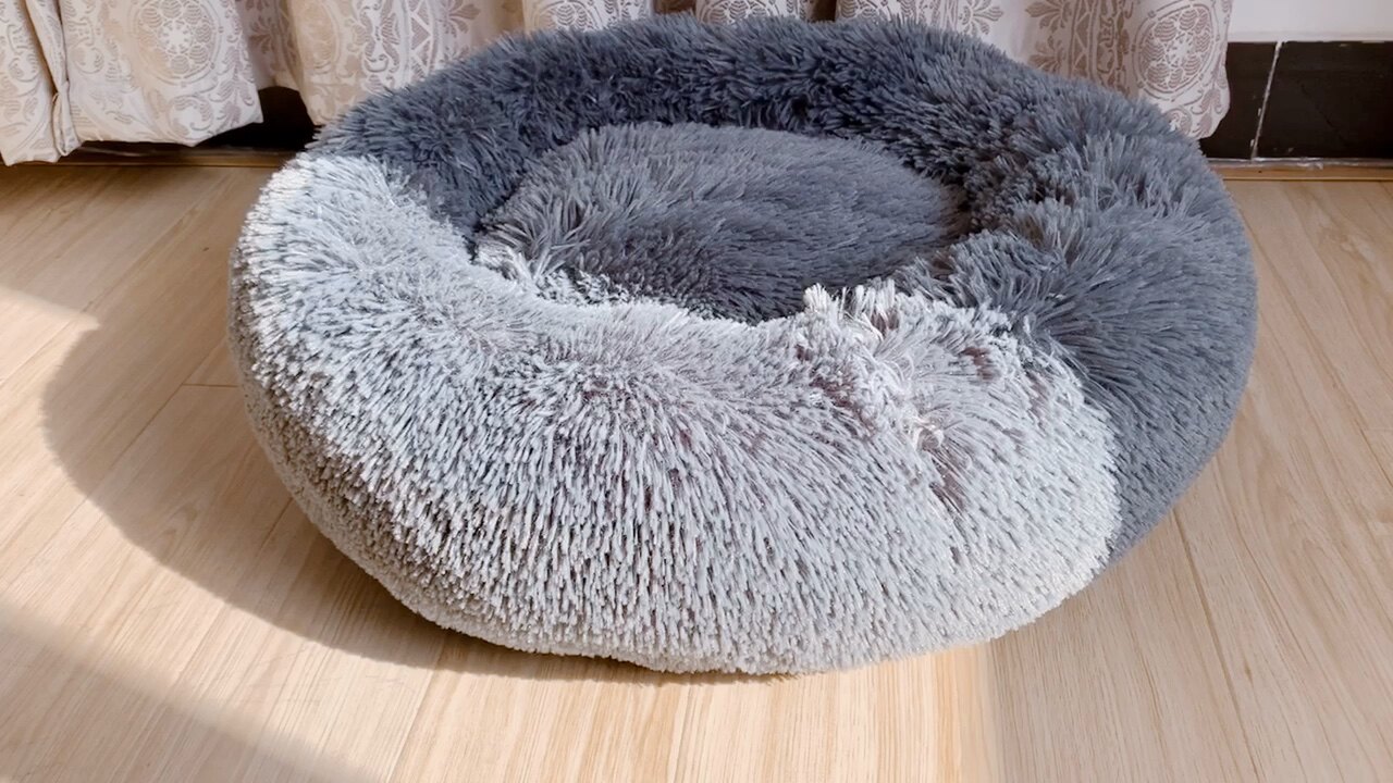 2019 Luxury Shag Fuax Fur Donut Cuddler Round Donut Dog Beds Indoor Pillow Cuddler For Medium