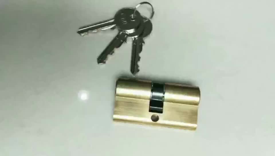 Polished Brass European Double Open Door Lock Cylinder With Key Profile Antitheft Double Open