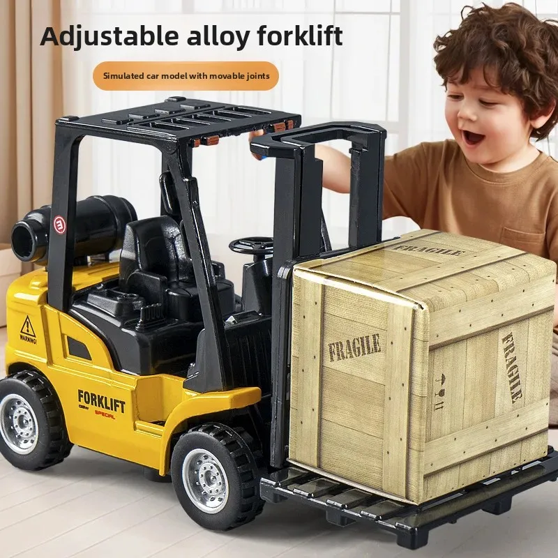 Engineering Vehicle Children's Toy Forklift Boy Alloy Toy Car Simulation Mini Pull-Back Toy Construction Engineering Forklift