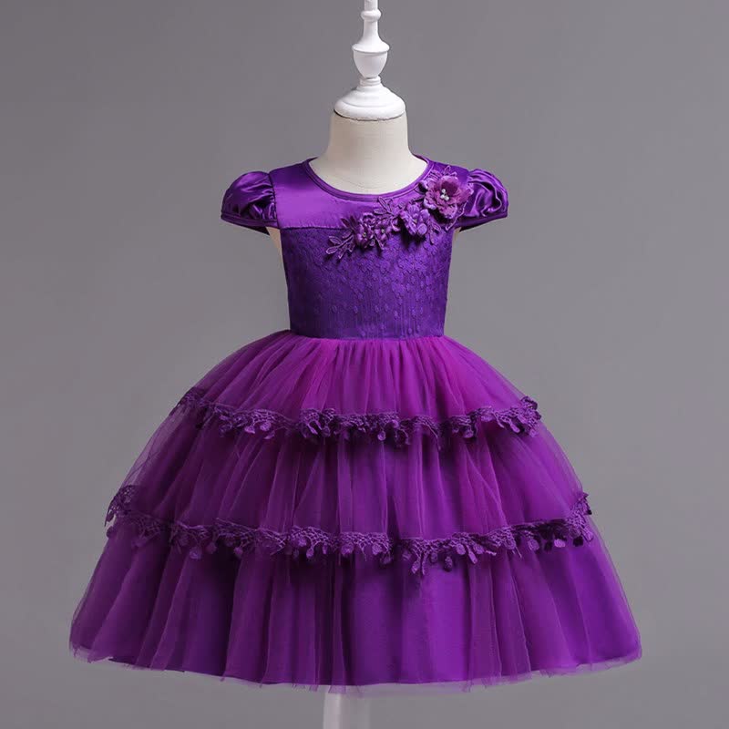 2-14yrs New Arrive Lace Flower Girl Dress Layer Princess Girls Party ...