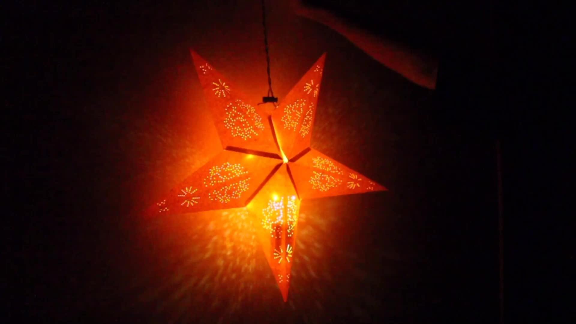 Wedding Decoration Centerpieces Hanging Led Paper Star Lantern Pattern