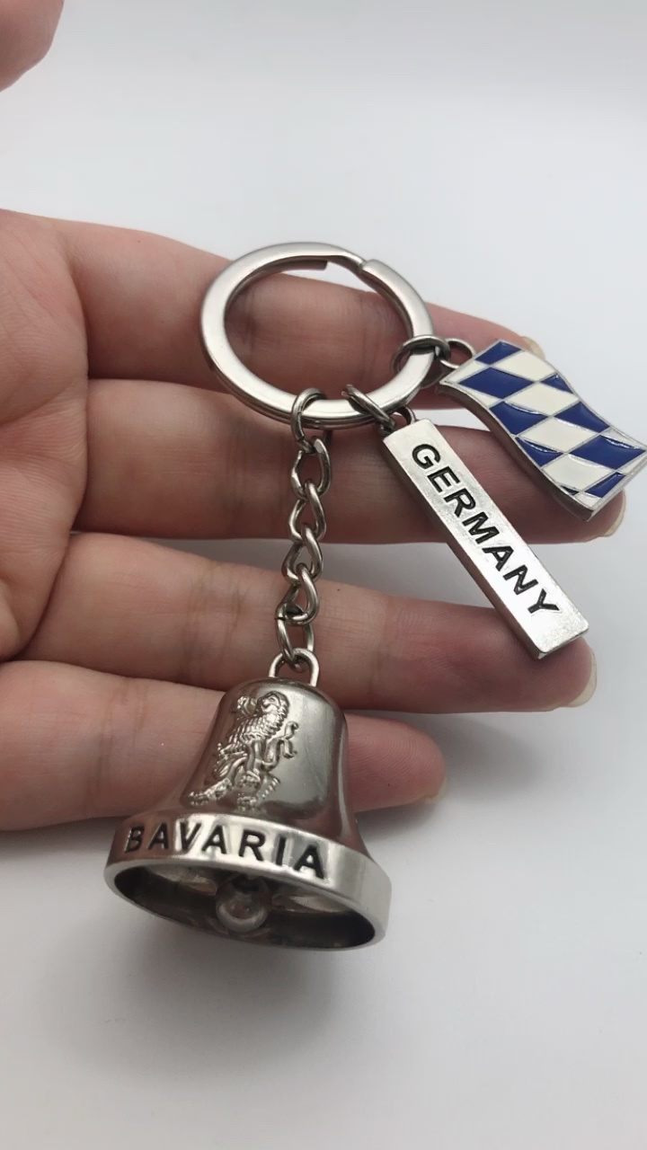 Custom Bell Keyring Souvenirs Munchen Bavaria Key Rings Germany City Metal Small 3d Bell Charm