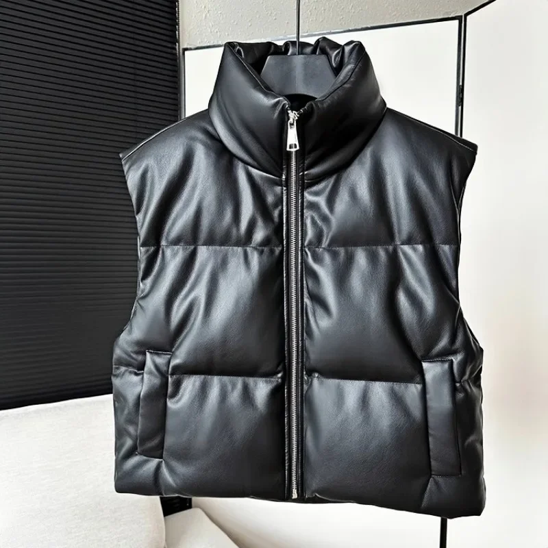 2024 Autumn and Winter Fashionable Elegant Vest Men's and Women's Casual Design Sense Niche Korean Style Vertical Collar Short Vest Jacket
