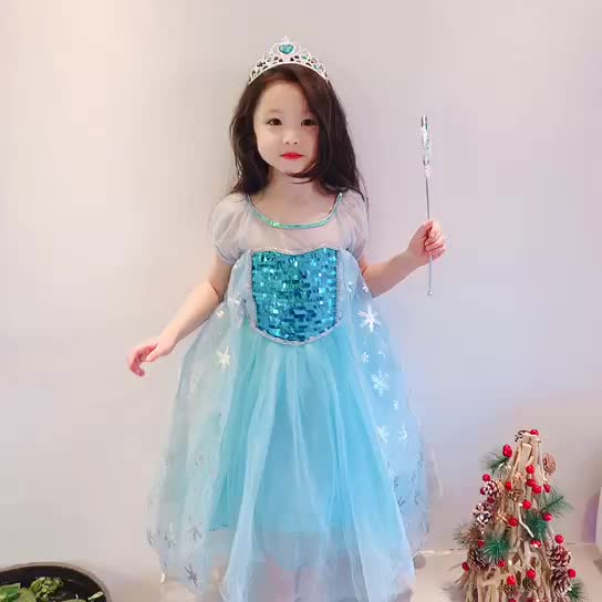 Frozen-vestidos De Princesa De Manga Para Niñas,Vestido De Cumpleaños De Elsa,Cosplay Para Niños,Espectáculo De Lentejuelas - Buy Vestidos De Princesa Congelados Para Niños,Vestido Cumpleaños De Elsa Para Niñas,Ropa