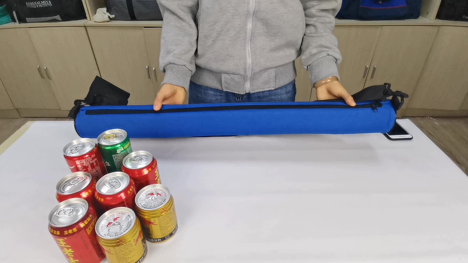 Custom Print Polyester Single Strap Sling Cooler 6 Can Beer Cooler Tube