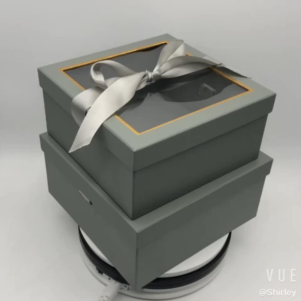 Wholesale Romantic Rose Packing Square Ribbon Flower Boxes With Pvc