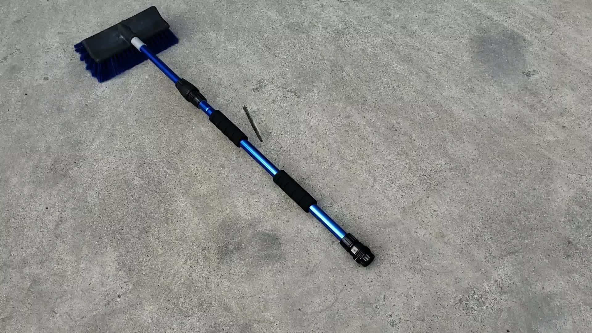 Deluxe Car Wash Water Thru Flow Brush With Extension Aluminum Pole