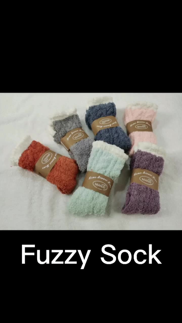 Bd-s528 Pure Color Hemp Coral Velvet Sleeping Socks Thickened Warm