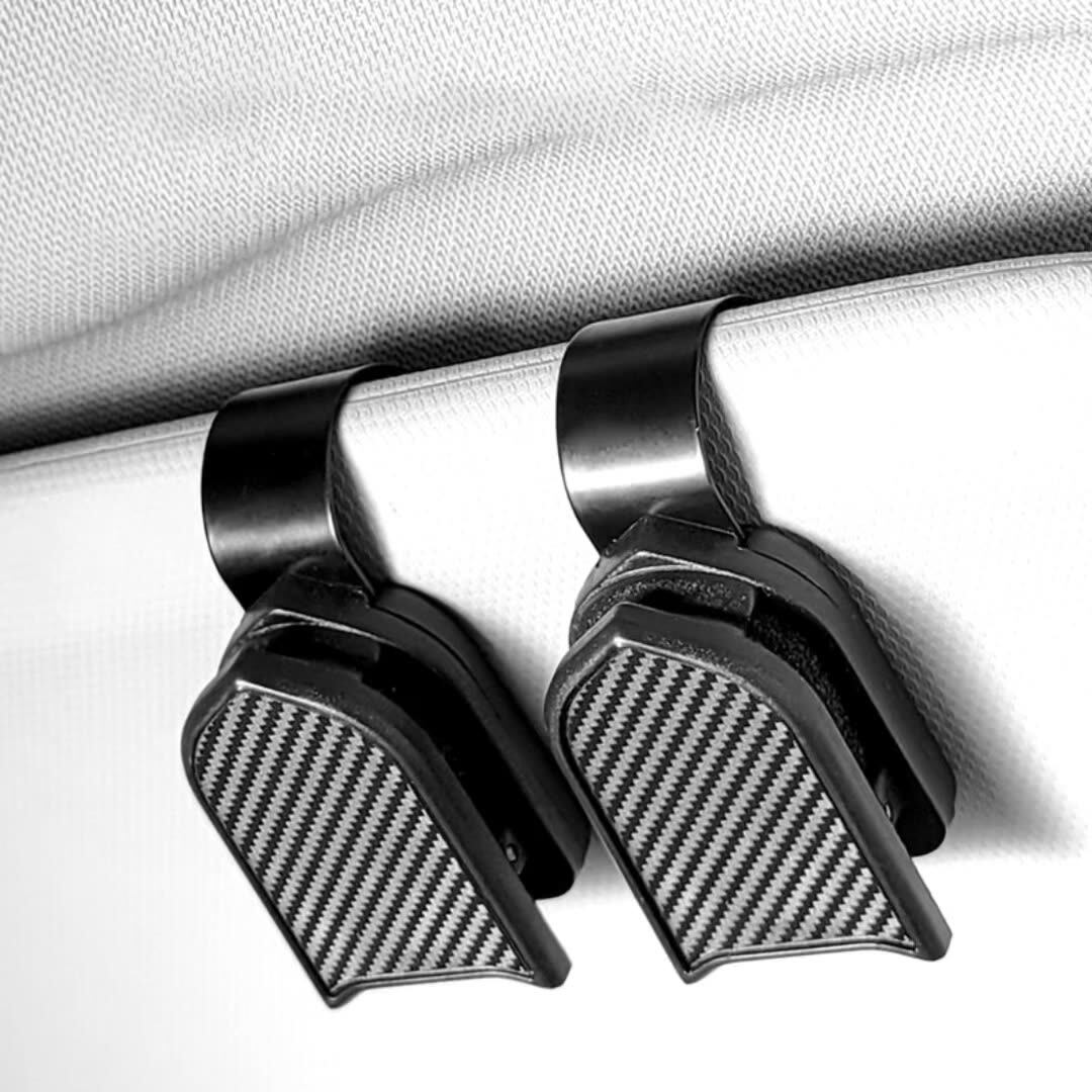 Car Interior Accessories Carbon Fiber Textured Sunglasses Clip Sun