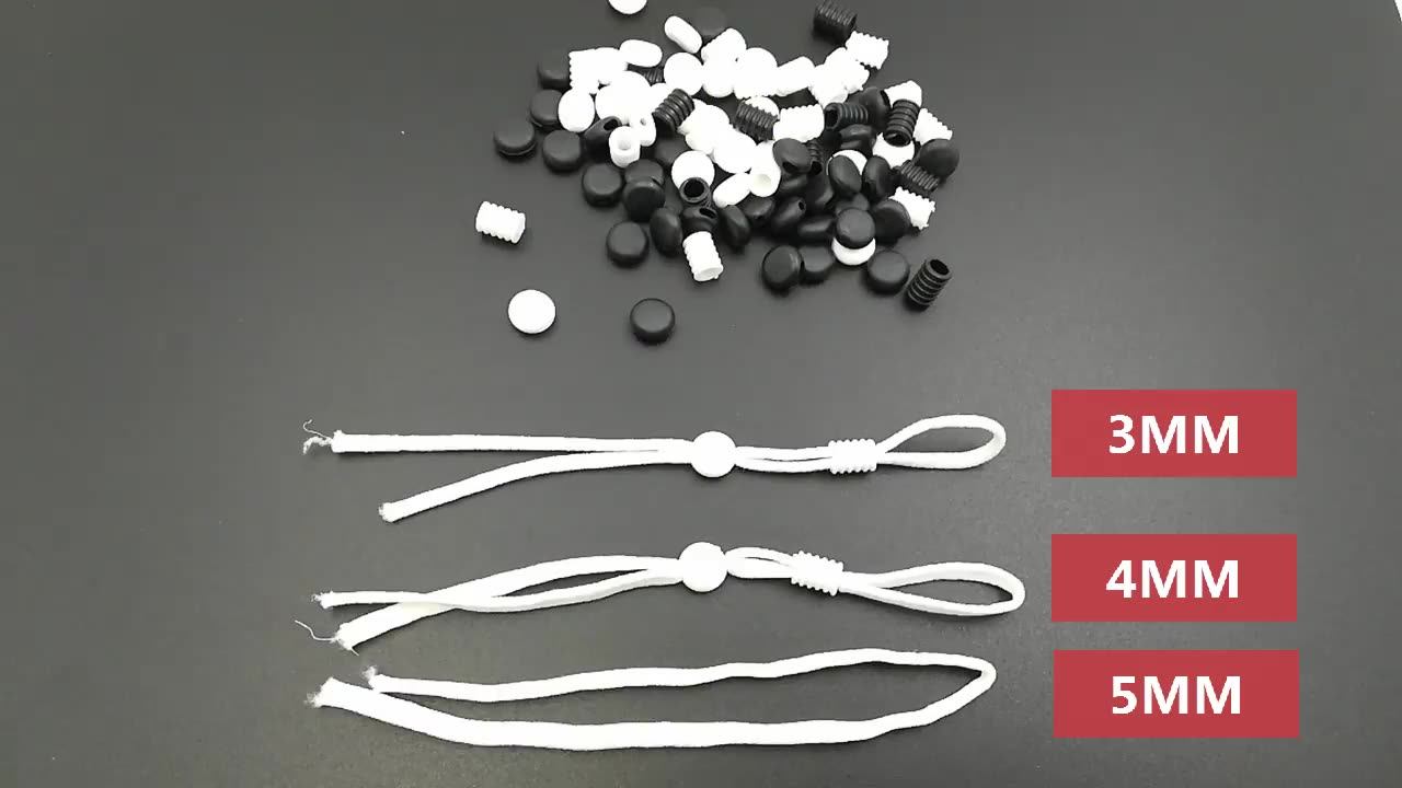 Rubber Rope Stopper White Black Cord Lock Adjuster Buckle Toggle